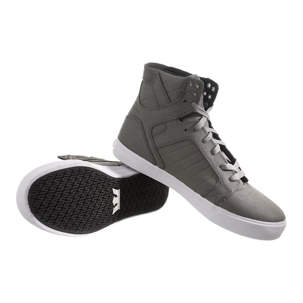 Baskets Montantes Supra SkyTop Grise Grey/Waxed Canvas Homme | NID-70415286